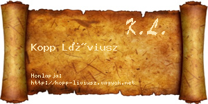Kopp Líviusz névjegykártya